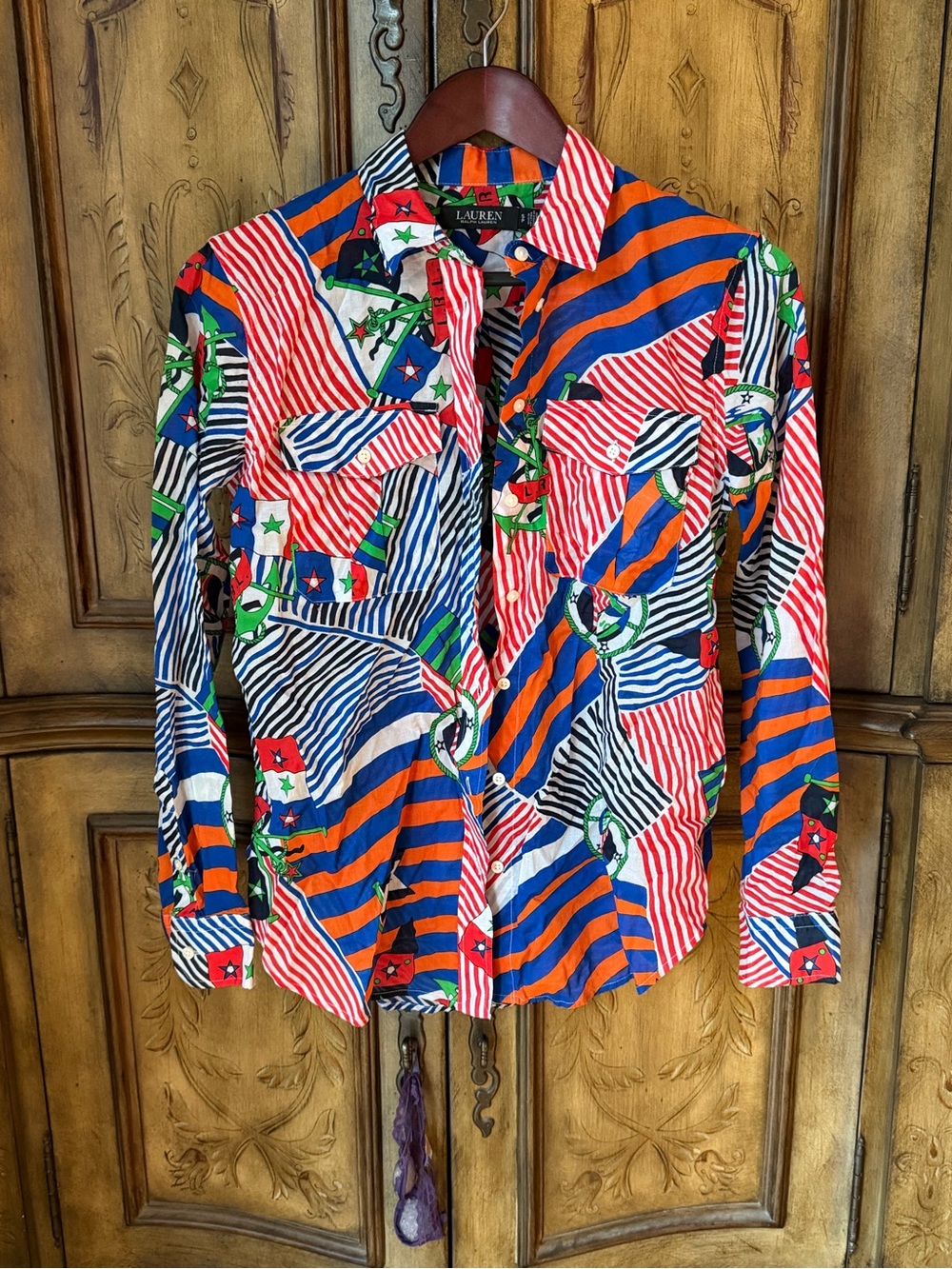 Ralph Lauren Multi-Stripe Button-Down Shirt in Red, Blue, Green
